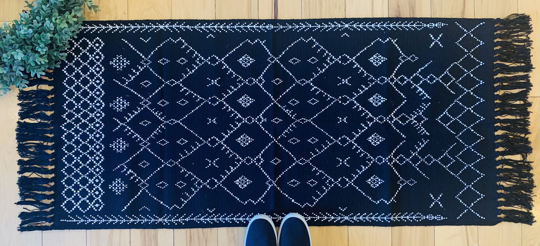 Black boho - runner rug 24x60
