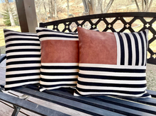 Load image into Gallery viewer, Black Striped Pillow covers-set of 3
