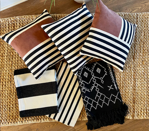 Black Striped Pillow covers-set of 3