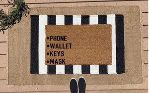 Phone, keys, wallet, mask