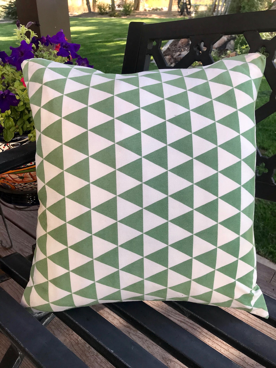 Green check pillow