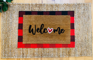 Welcome + red/white heart